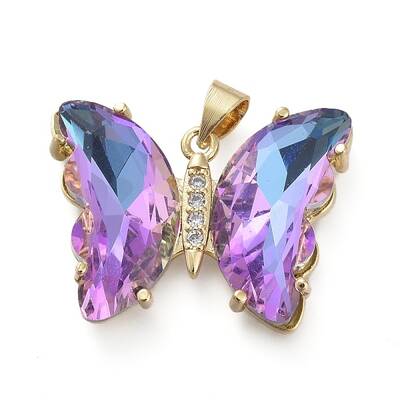 Brass Micro Pave Clear Cubic Zirconia Pendants