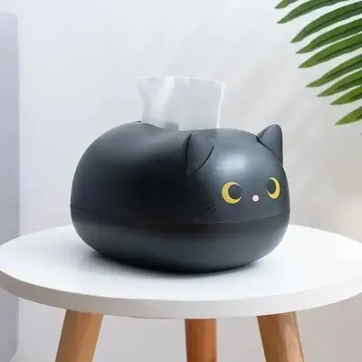 Cartoon Cat Design Tissue Box, 1 Count Multifunctional Home Decoration Paper Box For Kitchen, Home Essentials