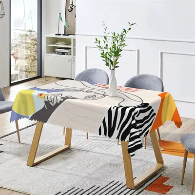 Blue Pink Zebra Print Modern Rectangle Tablecloth - Aperturee