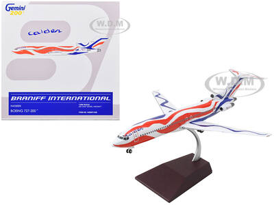 Boeing 727-200 Commercial Aircraft Braniff International Airways - Calder Bicentennial Livery White with Red and Blue Stripes...