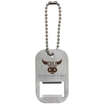 250 Promotional Dog Tag Bottle Opener Keytag - Brushed Metal