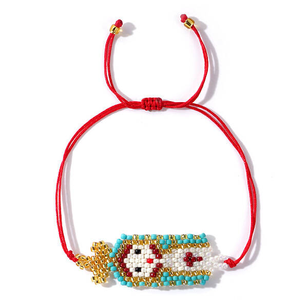 Imported Handwoven Rice Bead Bracelet with Cute Cartoon Girl Pattern