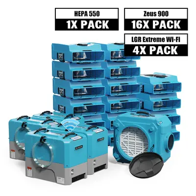 AlorAir® Water Damage Restoration Equipment Packagerm LGR Extreme Wi-Fi 85 Pint, 4 x Sto Commercial Dehumidifier, 16 x Zeus ...