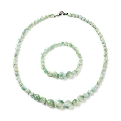 Natural Glass Round Beads Bracelets & Necklaces Sets