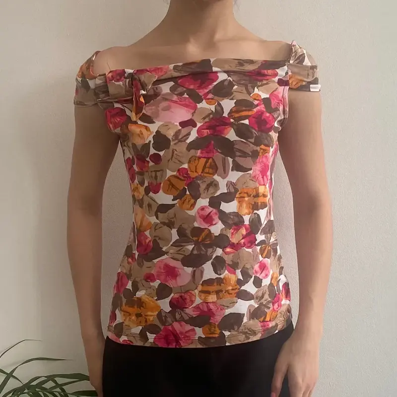 Paola M Floral Top - Medium Multicoloured Cotton Blend