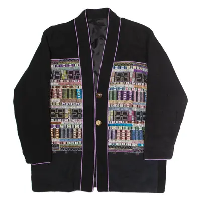 Womens Jacket Black Knit Crazy Pattern 2XL