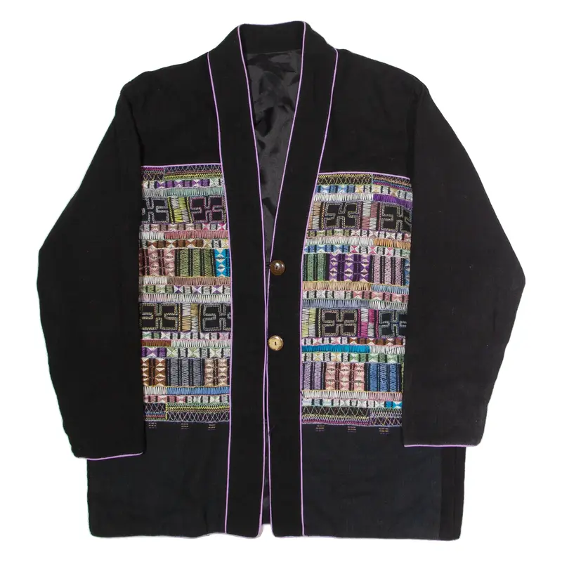 Womens Jacket Black Knit Crazy Pattern 2XL