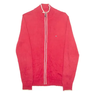 TOMMY HILFIGER Mens Jumper Red High Neck Tight Knit S