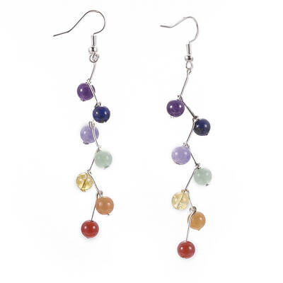 Natural Mixed Stone Dangle Earrings