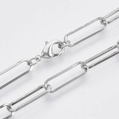 Brass Flat Oval Paperclip Chain Necklace Making