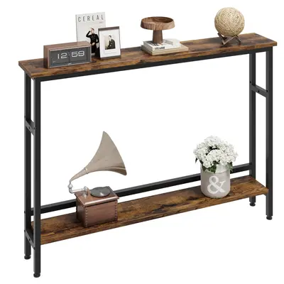 Garvee Slim Console Table 5.9 Narrow Sofa Table, 2 Tier Skinny Console Table with Adjustable Shelf, Slim Behind Couch Table ...