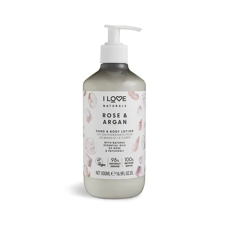 I Love Naturals Collection Vegan Rose & Argan Moisturizing Hand & Body Lotion 500ml