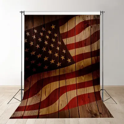 Proud Singer USA Flag Wood Independence Day Backdrop - Aperturee