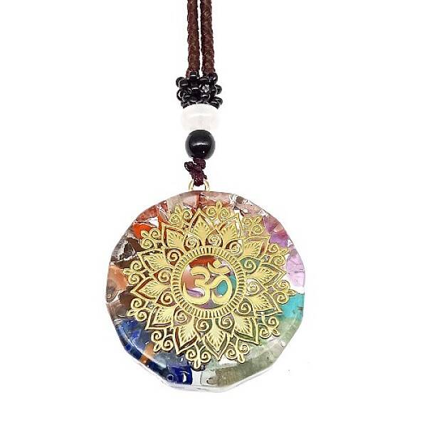 Resin & Natural & Synthetic Mixed Gemstone Pendant Necklaces
