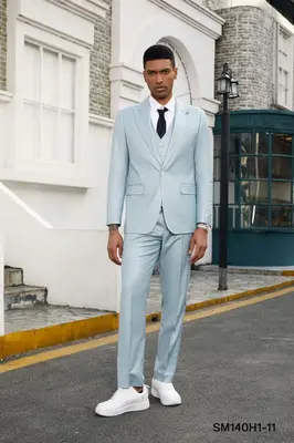 Stacy Adams Men's 3 Piece Hybrid Suit Solid Light Colors