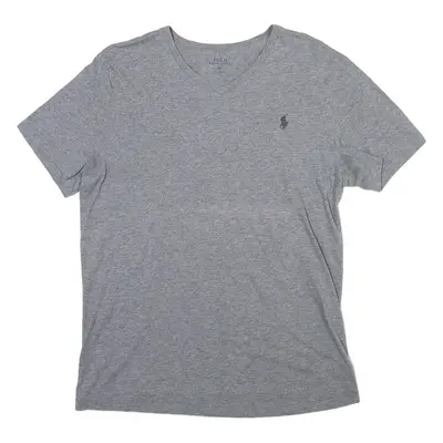 POLO RALPH LAUREN Mens T-Shirt Grey V-Neck M