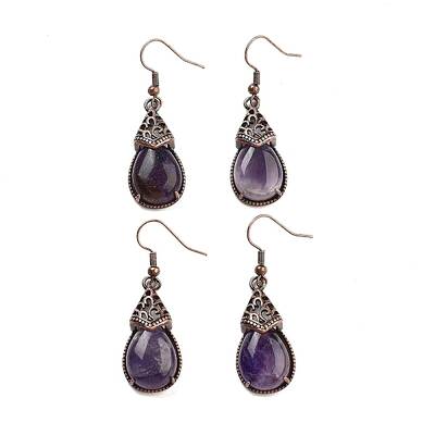 Natural Amethyst Teardrop Dangle Earrings