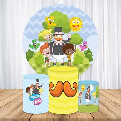 Aperturee Circle Cartoon Pop It Round Birthday Party Backdrop Kit | Custom Round Birthday Backdrop | Custom Round Backdrop | ...