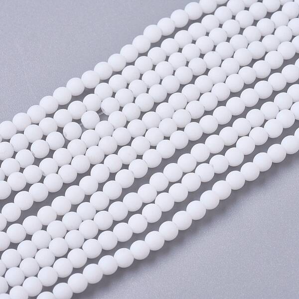 Frosted Opaque Glass Bead Strands