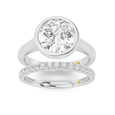Secret Kiss Lab Grown Round Diamond Engagement Ring with the Envoi Wedding Band | 10K White Gold 2 1/2 ct. tw.