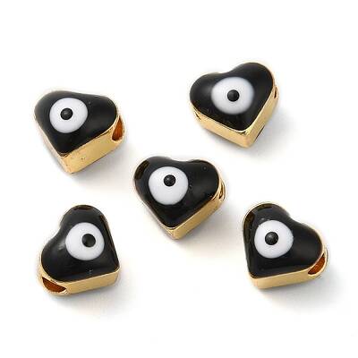 Golden Tone Brass Enamel Beads