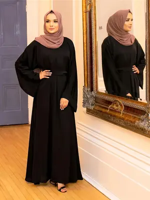 Women's Arabic Long Robe Dress, Plain Color Plus Size Muslim Clothing, Traditional Middle Eastern Style, Comfortable & Stylis...