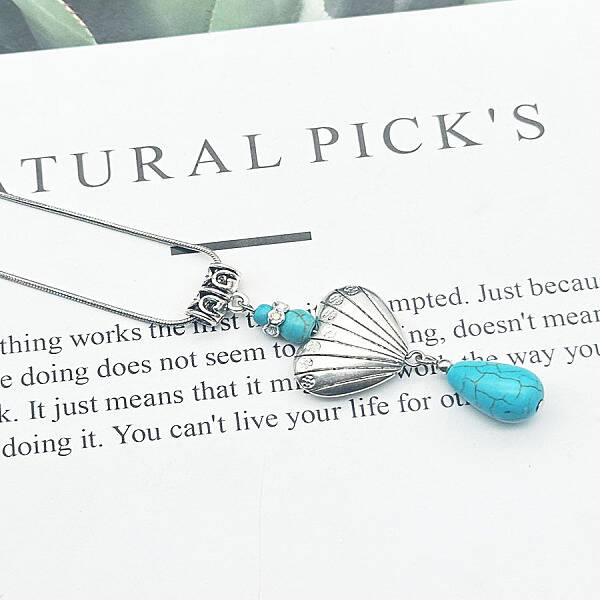 Exotic Ethnic Style Miao Silver & Synthetic Turquoise Pendant Necklaces