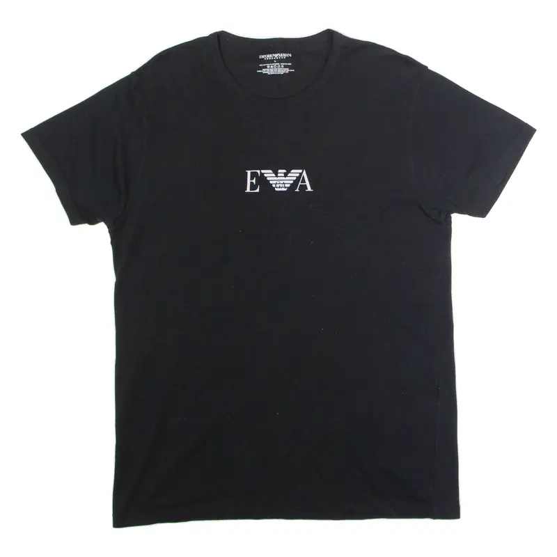 EMPORIO ARMANI Mens T-Shirt Black Crew Neck L