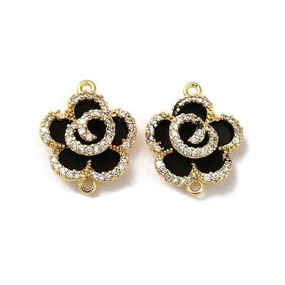 Brass Micro Pave Clear Cubic Zirconia Connector Charms