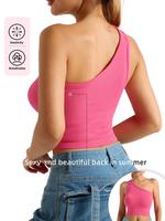 Women's Ribbed One-Shoulder Crop Top - Asymmetrical Sleeveless Design, Soft Stretchy Fabric, Perfect for Casual,  and Night O...