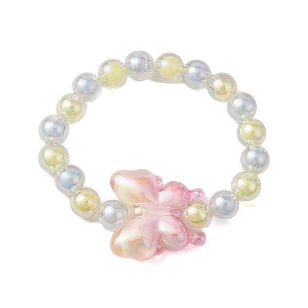AB Color Round Acrylic Beaded Stretch Bracelets