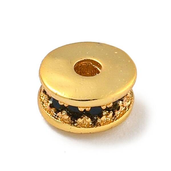 Brass Micro Pave Black Cubic Zirconia Beads