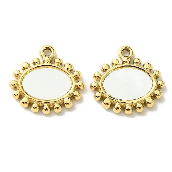 Ion Plating(IP) 304 Stainless Steel Pave Shell Oval Charms