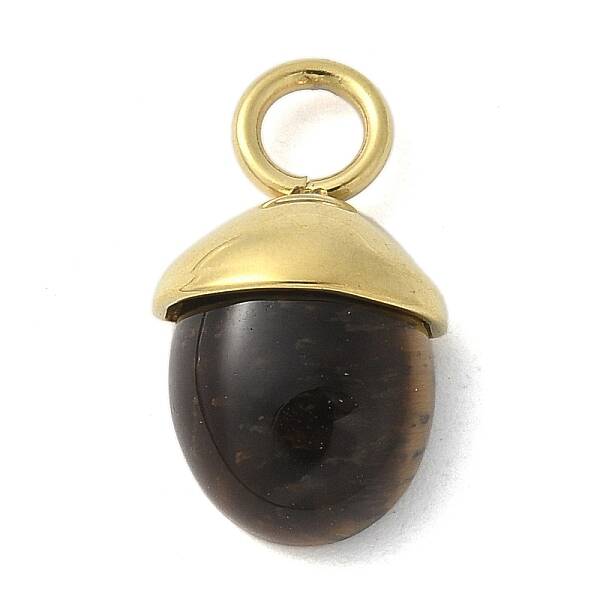 304 Stainless Steel Natural Tiger Eye Pendants