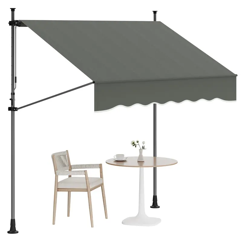 Garvee Retractable Awning Grey - Sun Protection & Easy Operation - Durable Fabric - Outdoor Patio & Backyard Use