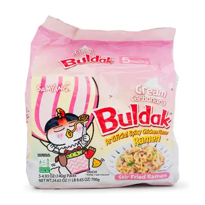 Samyang Buldak Ramen Cream Carbonara Hot Chicken Flavor 5pk 24.65 oz Korean Instant Food Noodle Spicy Pansit