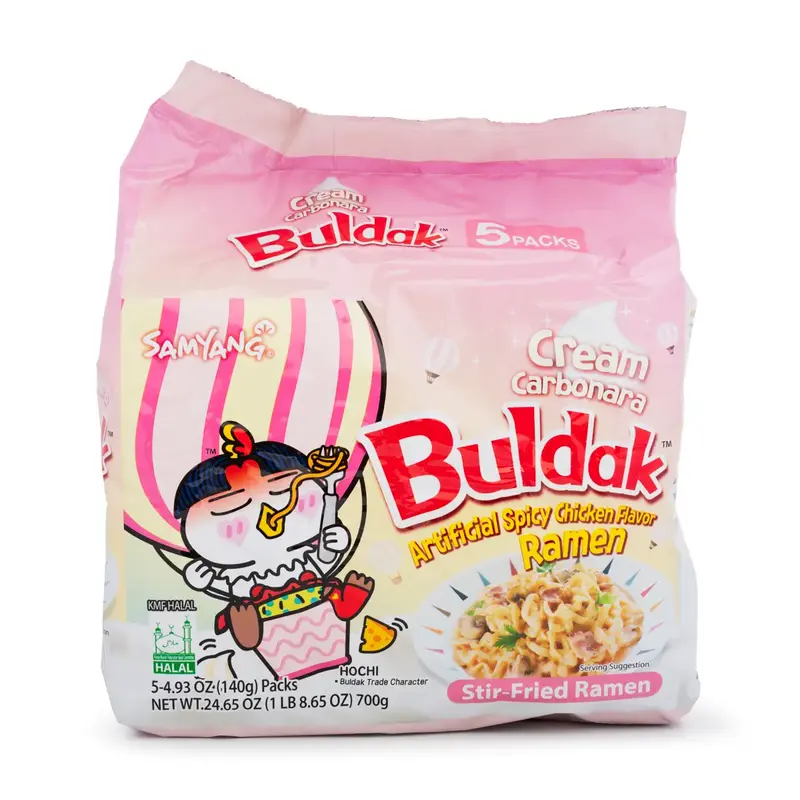 Samyang Buldak Ramen Cream Carbonara Hot Chicken Flavor 5pk 24.65 oz Korean Instant Food Noodle Spicy Pansit