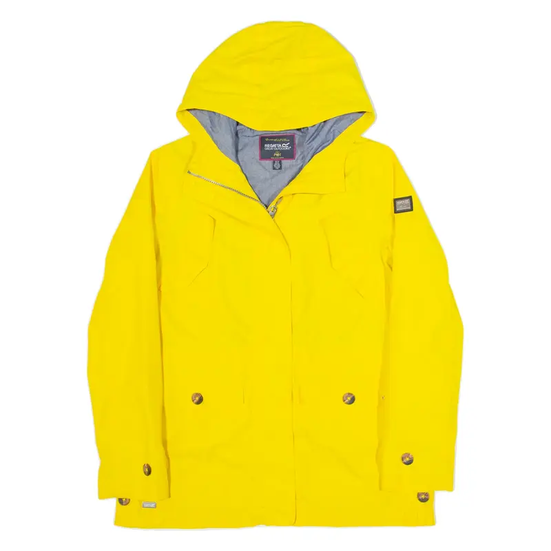 REGATTA Womens Rain Jacket Yellow Hooded UK 10