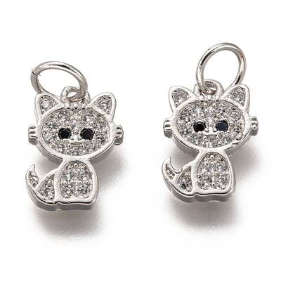 Brass Micro Pave Clear Cubic Zirconia Charms