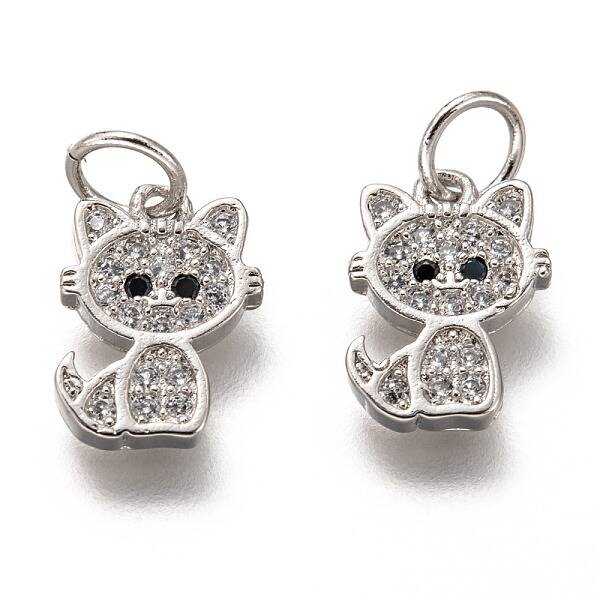 Brass Micro Pave Clear Cubic Zirconia Charms