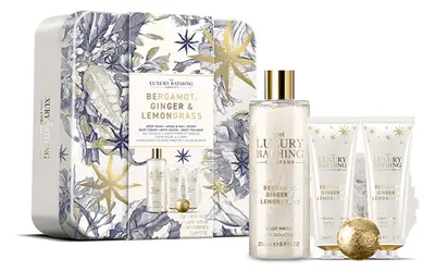 The Luxury Bathing Company Set Regalo Per La Cura Del Corpo In Scatola Di Latta Bergamotto, Zenzero E Citronella 5 Pezzi
