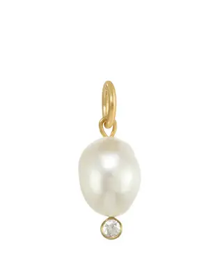 CZ Pearl Charm | Metal Color: Silver