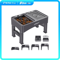 【outdoorfun】PET 2-in-1 Elevated Dog Bowls Slow Feeder, 4 Height Adjustable Raised Dog Bowl Stand No Spill Dog Water Bowl ...