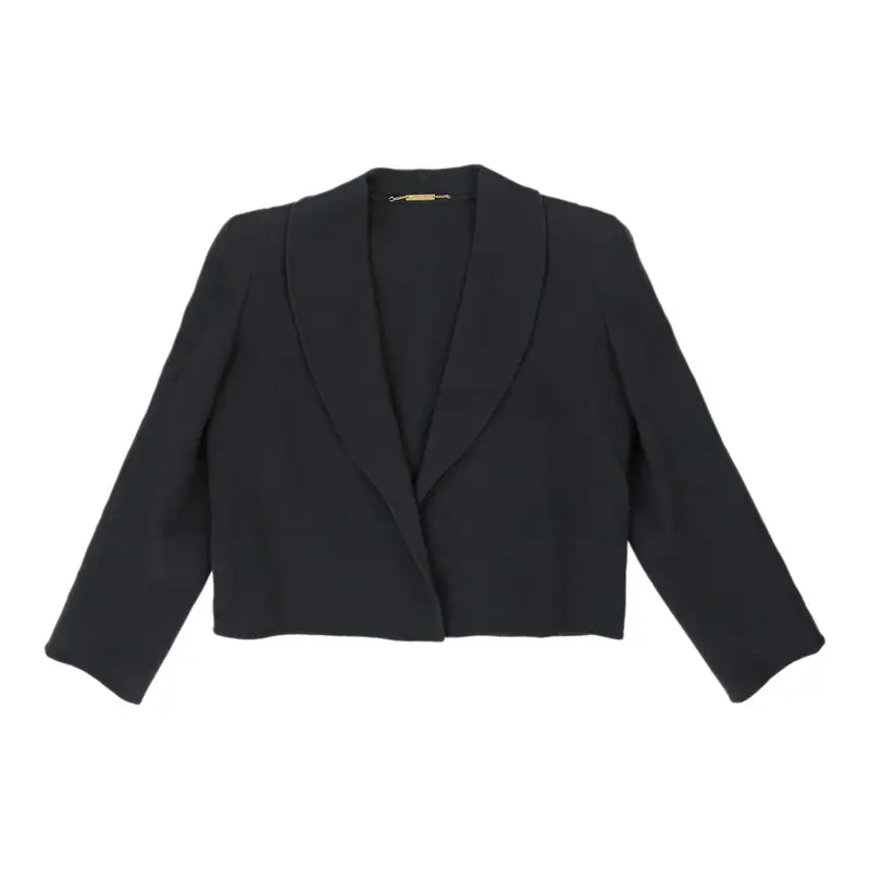 Pierre Cardin Cropped Blazer - Medium Black Cotton | Size: medium
