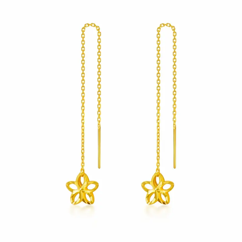18K Gold Pentagram Drop Earrings