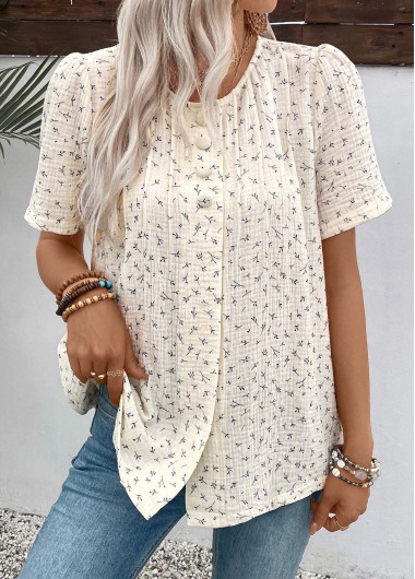 Modlily White Short Sleeve Round Neck T Shirt - XXL