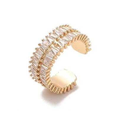 Brass Micro Pave Cubic Zirconia Open Cuff Rings