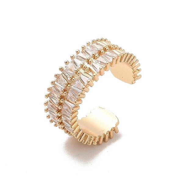 Brass Micro Pave Cubic Zirconia Open Cuff Rings