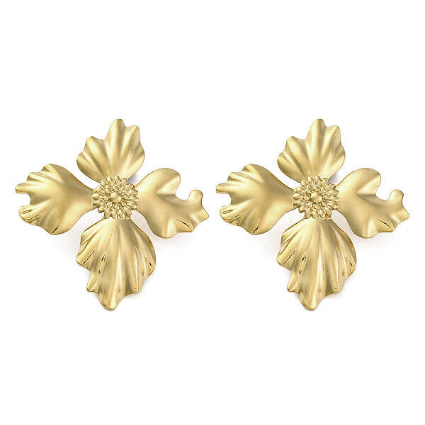 304 Stainless Steel Flower Theme Stud Earrings For Women