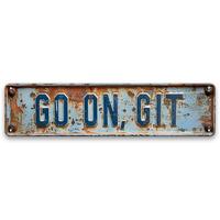 Go on Git Letter Pattern Tin Sign, 1 Count Rustic Vintage Inspired Tin Sign Plaque, Wall Art Decor for Home, Farmhouse, Porch...